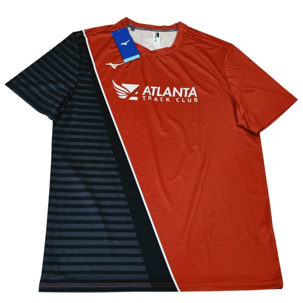NWT Mizuno Atlanta Track Club Running Shirt Men's Large Red Black Performance